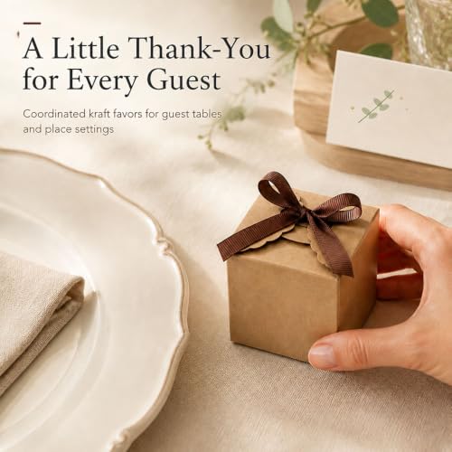 WEWILUCK Mini Brown Kraft Favor Boxes with Ribbons, 10 Pack, 3 x 3 x 3 Inch - color: Brown, size: Small 3"x3"x3" (10 Pack)