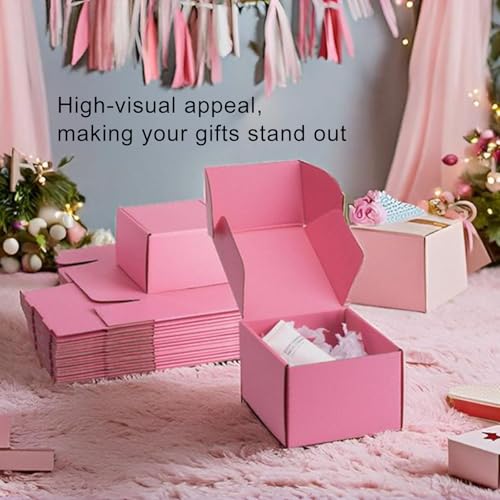 6x6x4 inch Pink Shipping Boxes for Small Business- Set of 25 - color: Pink, size: 6x6x4