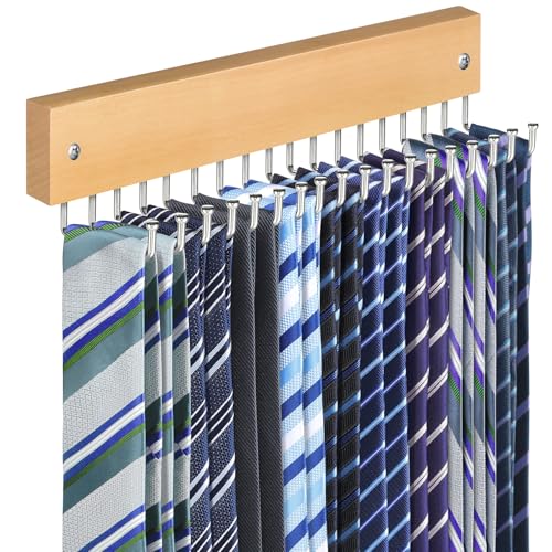 Tie Rack Belt Hanger Wall Mounted Tie Organizer Natural 1 Pack - color: Natural