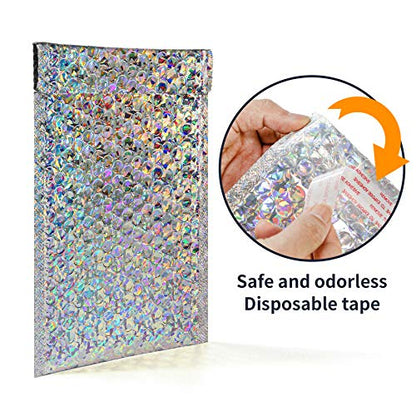 30Pcs 7x11Inch Holographic Bubble Mailers Self Seal Padded Envelopes Silver - color: Silver