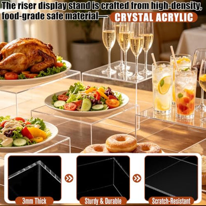 6 Pcs Clear Acrylic Display Risers 6"-11" Buffet Dessert Stands