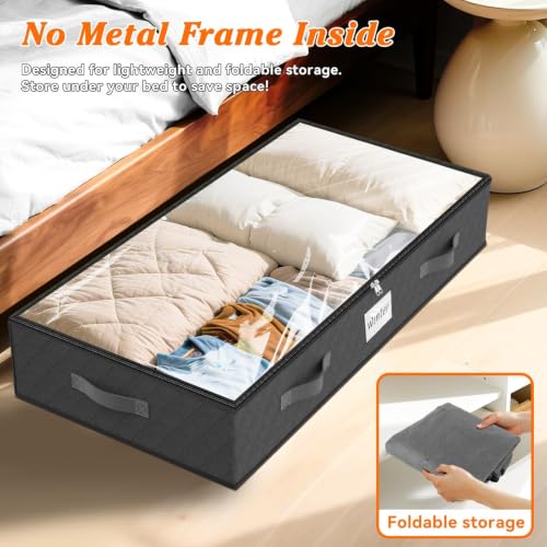 90L Under Bed Storage Containers, Storage Bags, Organizer, 4-Pack, Gray - color: Gray