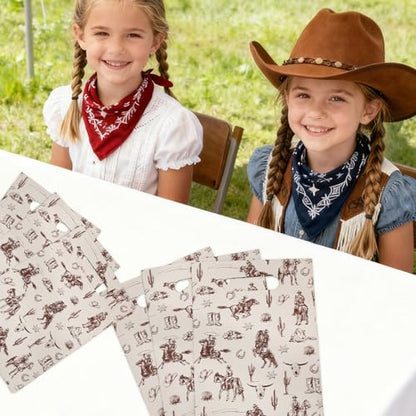 JarThenaAMCS 50Pcs Western Cowboy Goodie Bags Plastic Gift Bags Brown Wild West Rodeo Cactus Patterned Treat Candy Snack Bag for Birthday Baby Shower Party Favor Supplies