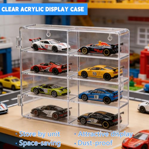 for 48 pcs Matchbox Wheels Car Display Case 1/64 Scale - 48 Toy Cars Hot-Wheel Storage, Acrylic Wall Mount Organizer, Stackable Clear Matchbox Cars Storage Shelf for Collectors