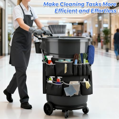 1680D Trash Can Caddy Bag, 10 Pockets Organizer