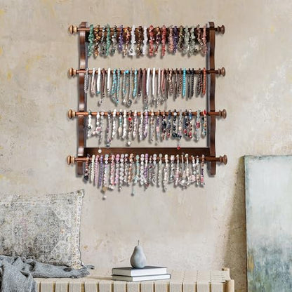 4 Tier Wooden Bracelet Holder Wall-Mounted Bangle Watch Necklace Display - style: 4 Tier Wall Monuted