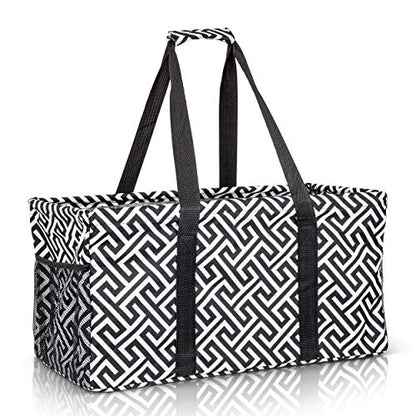 Extra Large Utility Tote Bag - Oversized Collapsible Beach Bag - Geo Black - color: Geo Black
