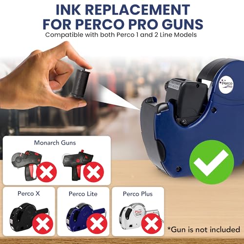 Perco Ink Roll for Perco Pro (1 and 2 Line) Price and Date Guns - Pack of 4 Replacement Inkers - Easy to Load, Premium, Clear & Bold Prints - Made in USA - size: 4 Pack