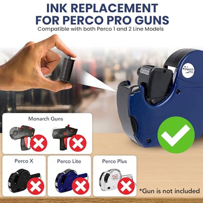 Perco Ink Roll for Perco Pro (1 and 2 Line) Price and Date Guns - Pack of 4 Replacement Inkers - Easy to Load, Premium, Clear & Bold Prints - Made in USA - size: 4 Pack