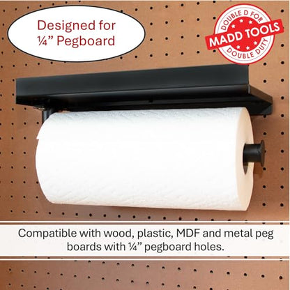 Pegboard Paper Towel Holder with Hooks, Peg Board Organizer Accessory - size: Paper Towel Bar with Shelf
