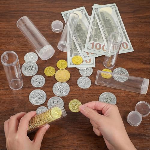 60 Pcs Plastic Coin Tubes, 6 Different Sizes Clear Quarter