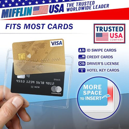 4x3 Horizontal ID Name Badge Holder - Quick Load Zipperless, 100 Pack