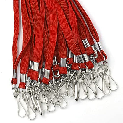 Beebel Lanyards 100 Pack Red Lanyards with Swivel Hook Clips for ID Name Badge Holder - color: Red, size: 100 Pack
