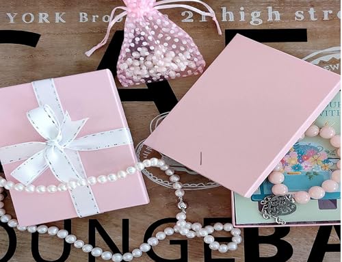 RJ Displays 6 Pack Cotton Filled Pink Color Cardboard Jewelry Necklace Earring Bangle Anklet Pendant Bracelets Watch Gift and Retail Boxes Size 3 1/2" x 3 1/2" x 1" Inch (Pink) - color: Pink