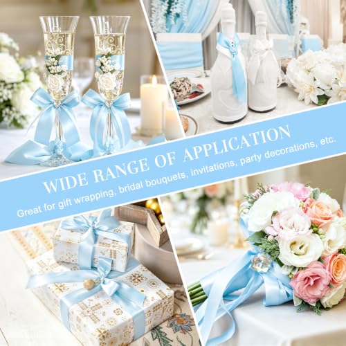 Baby Blue Satin Ribbon, 1 Inch, 50 Yards - color: Baby Blue
