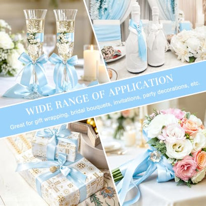 Baby Blue Satin Ribbon, 1 Inch, 50 Yards - color: Baby Blue