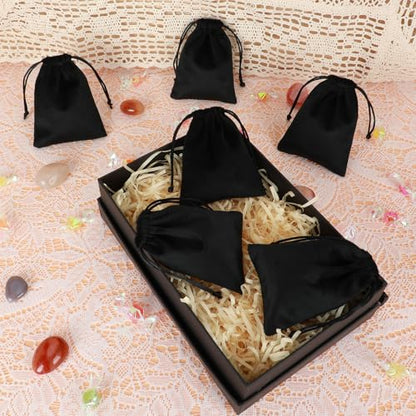 Tapleap 12Pcs Small Jewelry Bags, 3x4” Black Velvet Drawstring Coin Pouch - color: Black, size: 3x4in