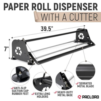 36" Paper Dispenser with Cutter + 75 lb Natural Brown Kraft Paper Roll - color: 1 Roll + Dispenser, size: 36" x 475' 75 Lb