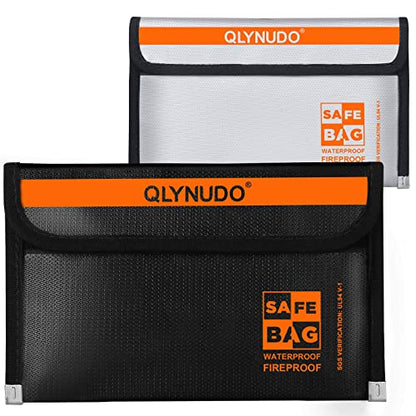 Fire Proof Money Bag for Cash, Small Color-Coded 2-Pack - color: Small-Silver+Big-Black