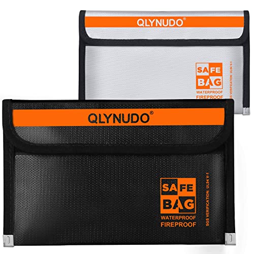 Fire Proof Money Bag for Cash, Small Color-Coded 2-Pack - color: Small-Silver+Big-Black