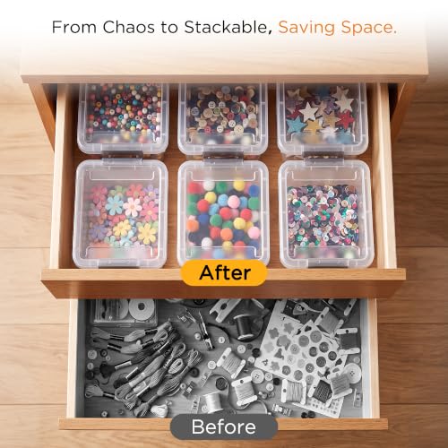 Citylife 10Packs 1.3Qt Small Storage Bins with Lids,Stackable Clear - color: Clear White, size: 1.3 QT(10 Pack)