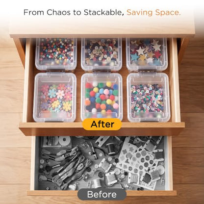 Citylife 10Packs 1.3Qt Small Storage Bins with Lids,Stackable Clear - color: Clear White, size: 1.3 QT(10 Pack)