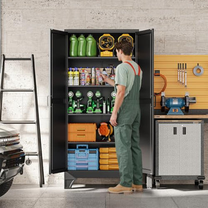 Letaya Metal Garage Storage Cabinets,76"Tall Large Tool Steel Lockers,Black - color: Black, size: 18”D x 36”W x 76”H