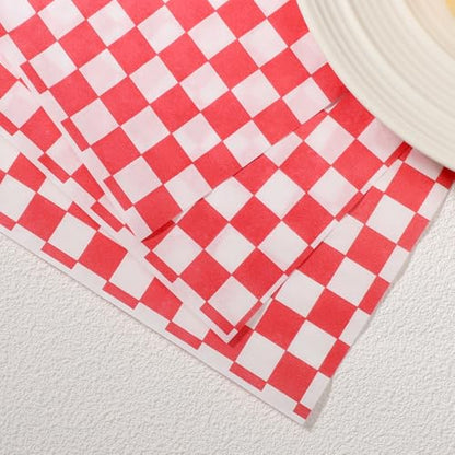 EUSOAR Sandwich Wrap Paper, 200 Sheets 11" x 10" Baking Parchment Dry Wax Deli Paper, Grease Resistant Burger Food Basket Liner for Burrito Omelette Patties Taco, Restaurants, Churches, BBQ, Party - color: Red/White
