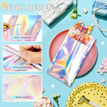FUNFERY 7x10 in Holographic Mylar Poly Mailers Self Sealing Adhesive Bag - color: Holographic Self Adhesive-50P, size: 7x10 inch