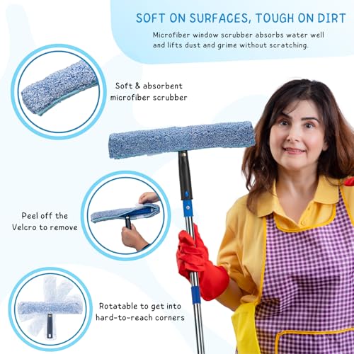 Window Squeegee with Scrubber Kit for Home Glasses Cleaning, 6 Ft Long - size: 6 Ft