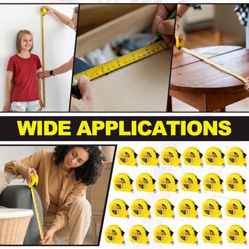 Xuhal 24 Pcs 12 ft Mini Tape Measure Retractable Bulk Small Measuring Tape Pocket Size Measurement Tool for Operation Christmas Items Party Favor Gift Stuffer for Men - size: 12 ft