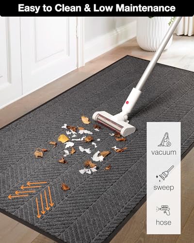4′ x 6′ Heavy Duty Front Door Mat, Large Non-Slip Entryway Rug - color: Charcoal Grey, size: 4' x 6' (Rectangular)