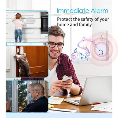 Wireless Door Chime, Wireless Doorbell Chime for Home with LED Indicators Waterproof, Door Alarms When Opened with 656 Ft Range, 48 Chimes 5 Adjustable Volume 2 Sensors + 1 Receiver