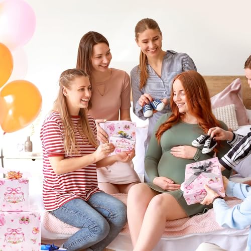WERNNSAI Baby Girl Wrapping Paper Roll - 9.8 ft Baby Shower Wrap Paper - color: Girl Baby-9.84 ft