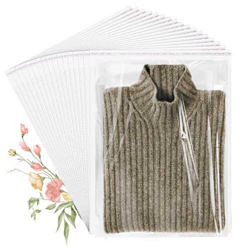 100 Pack 14x20" Clear Cellophane Bags for Shirts, Gift Wrapping, Artwork - size: 14x20 Inch