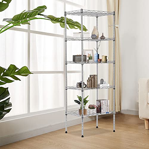 FDW | 5-Tier Wire Shelf | 17" x 12" x 48" | Chrome - color: Chrome, size: 17×12×48