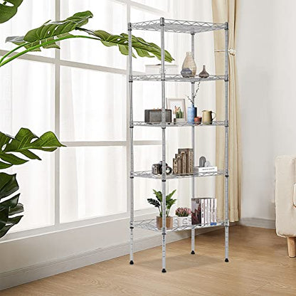 FDW | 5-Tier Wire Shelf | 17" x 12" x 48" | Chrome - color: Chrome, size: 17×12×48