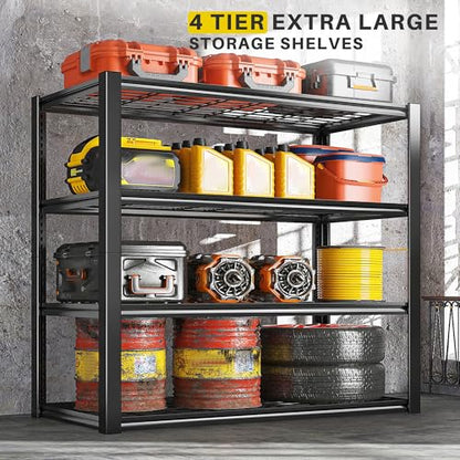 REIBII 40" W Storage Shelves with Wire Mesh Panels for Garage Organization - color: Black