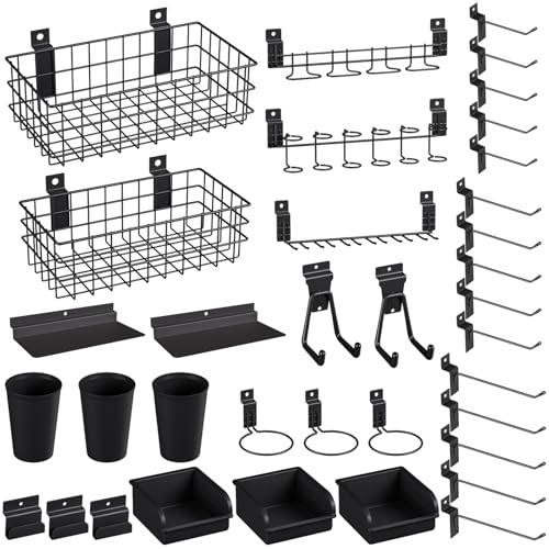 INCLY 30PCS Slatwall Accessories Set with Hooks, Baskets, Bins & Cups