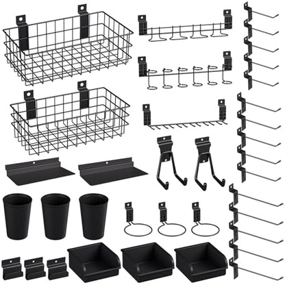 INCLY 30PCS Slatwall Accessories Set with Hooks, Baskets, Bins & Cups