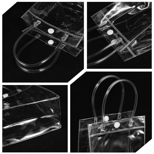60 Pcs Clear Plastic Gift Bags with Handle Reusable Small Transparent PVC Wrap Tote Bags 5.9X5.1X2.8 inches for Bachelorette Bridesmaid Wedding Birthday Christmas Party Favor