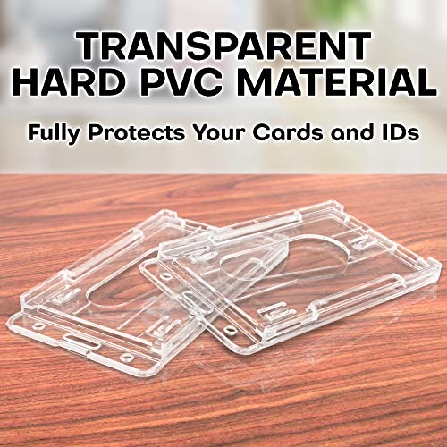 Rigid ID Name Badge Holders, Vertical, 3.35x2.1”, Clear Plastic, 2 Pack - size: 2 Pack