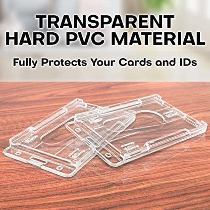Rigid ID Name Badge Holders, Vertical, 3.35x2.1”, Clear Plastic, 10 Pack - size: 10 Pack