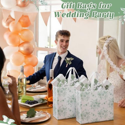 Abbylike 30 Pcs Thank You Gift Bags Floral Reusable Gift Bag Sage Green - style: Green Floral