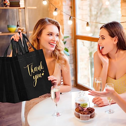 Sweetude 30 Thank You Non Woven Gift Bag Bulk, 10 x 8 x 4 Inch, Black - color: Black, size: 10 X 8 X 4 Inch