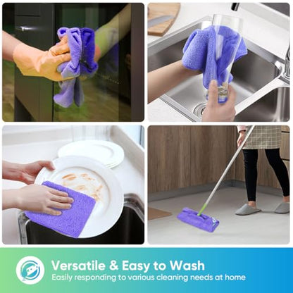 HOMEXCEL Purple Microfiber Cleaning Cloth, Microfiber Towels for Car,12 PK - color: Purple