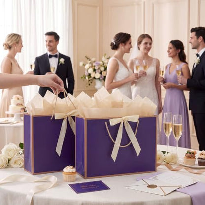 woric 2 Pcs Purple Gift Bags with Handles, 14" Medium Gift Bags - color: Purple