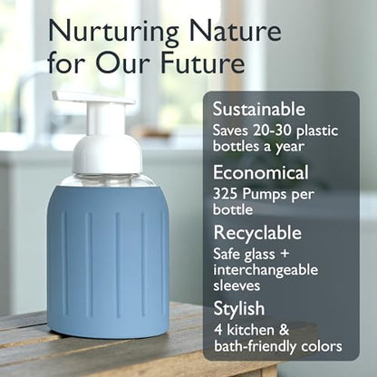 Foaming Glass Hand Soap Dispenser Pump Slate Blue 8oz - color: Slate Blue