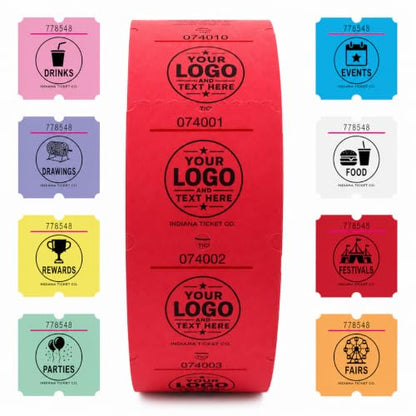 Custom Printed Raffle Tickets, 2x2 Single Roll, 2000 Tickets, Made in USA - size: 2 X 2 (Single)