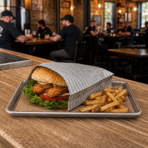 Restaurantware Paper Printed Burger Foil Bag, 5.9 x 1.2 x 6.5 In, 100 Pack - size: 6"